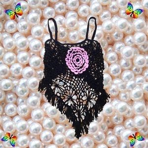 🖤🎀Black Crochet Fishnet Mesh Blouse🎀🖤